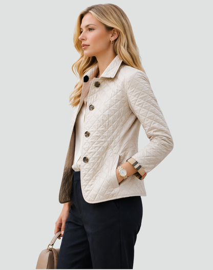Collared Quilted Regular Fit Jacket For Women