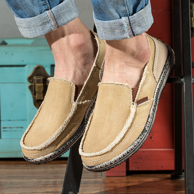 Men's Slip-On Distressed Canvas Loafers