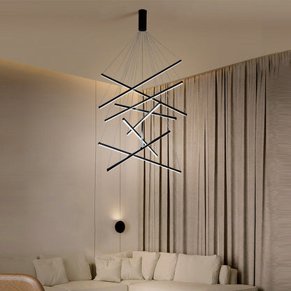 Suspended Linear Cross Bar Chandelier