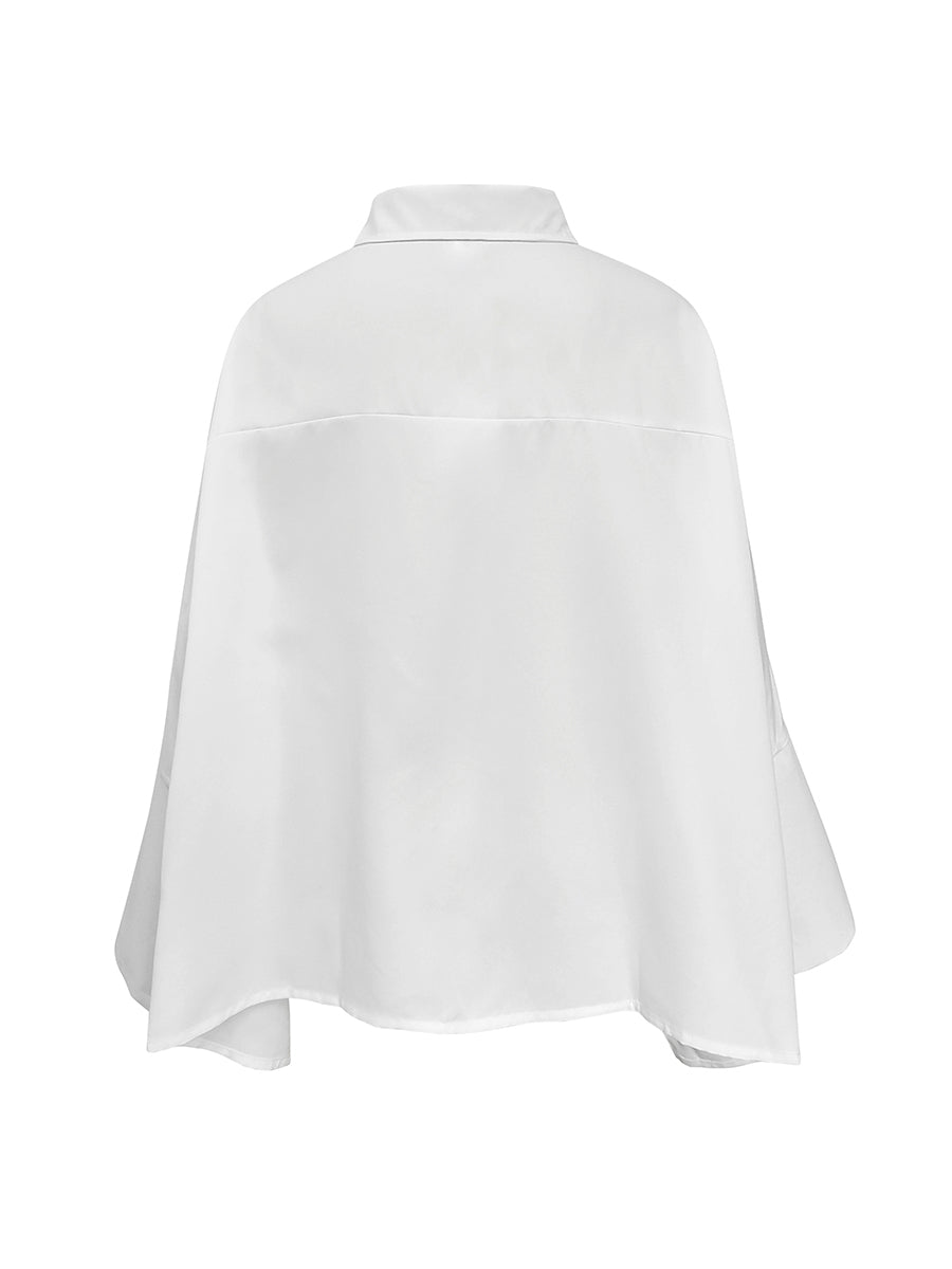 Long Sleeves Loose Lapel Collared Blouse