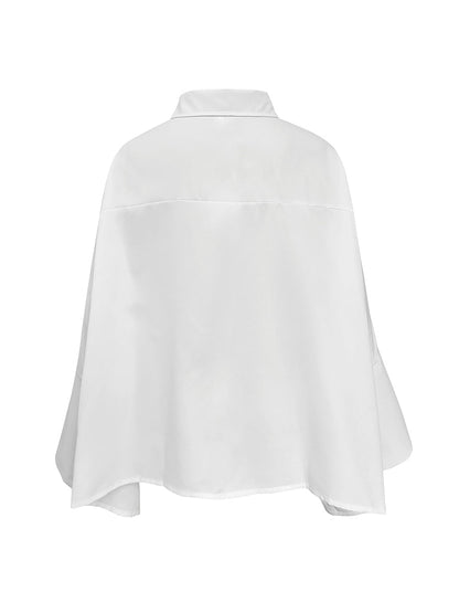 Long Sleeves Loose Lapel Collared Blouse