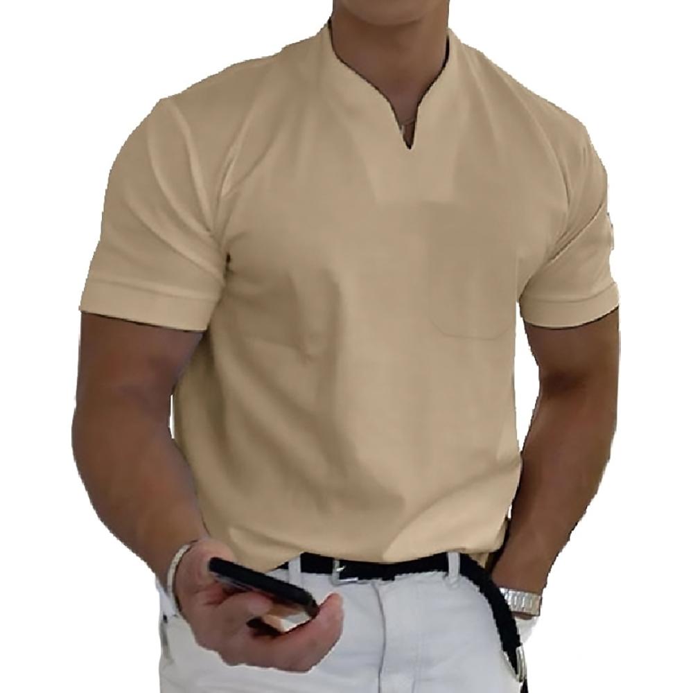 Notch Collar Short Sleeve Polo Shirt