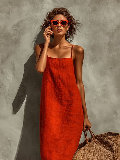 Sleeveless Square Neck Spaghetti Strap Maxi Dress