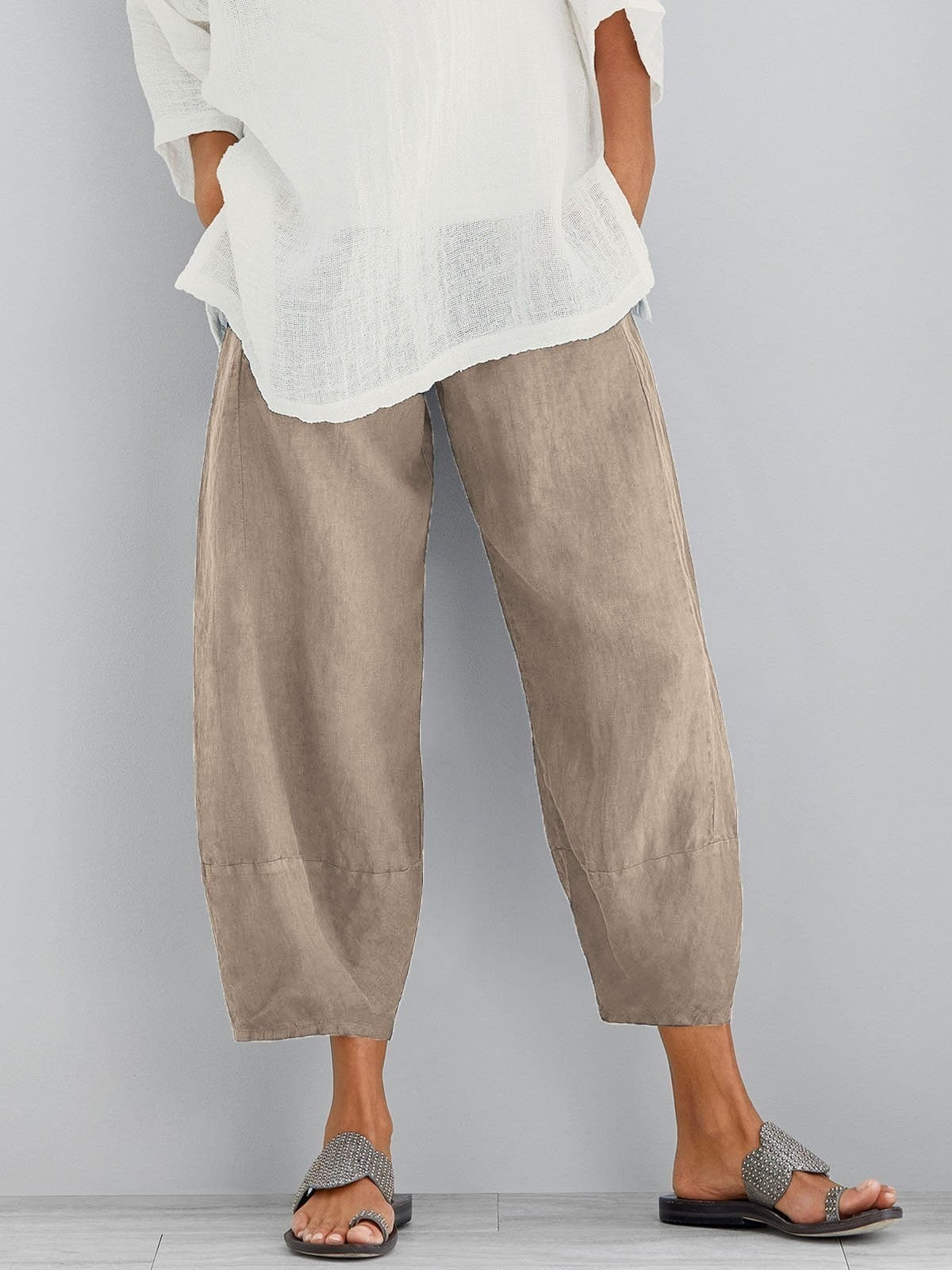 Relaxed Baggy Seamed Unpatterned Curved Short Trousers