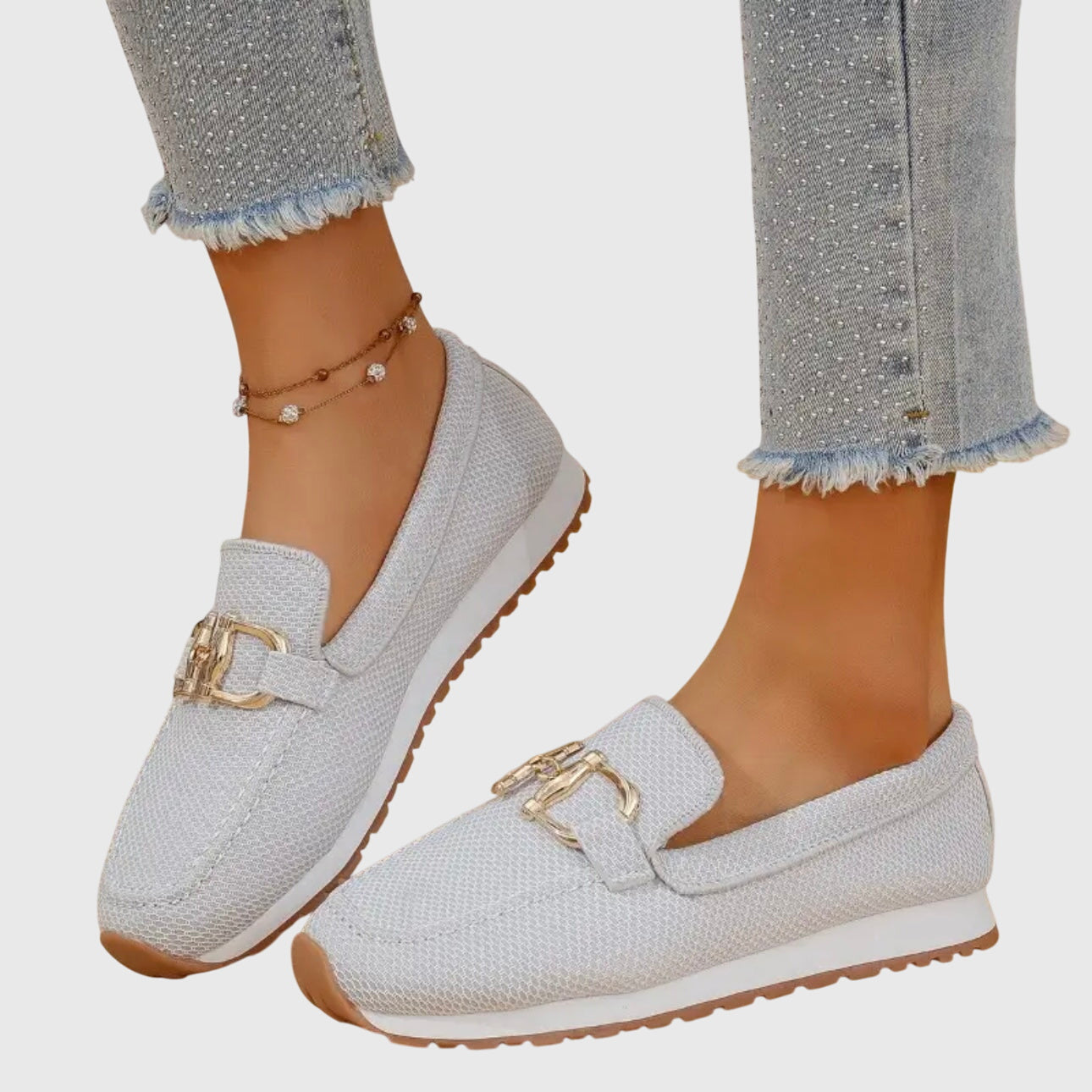 Low Heel Slip On Textured Loafer