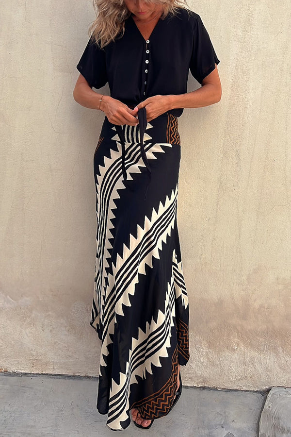 Tiered Pleated Flared Floor Length Skirt