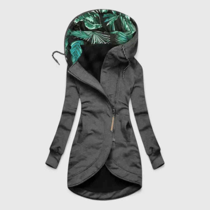 Women's Hooded Zip-Up Jacket with Pockets