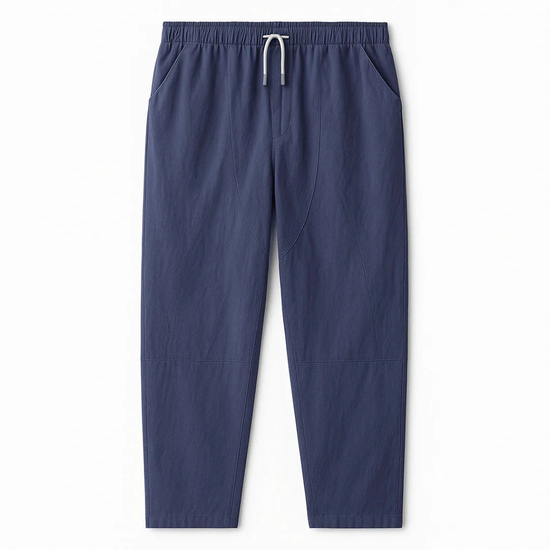 Drawstring Elastic Waist Tapered Cropped Trouser