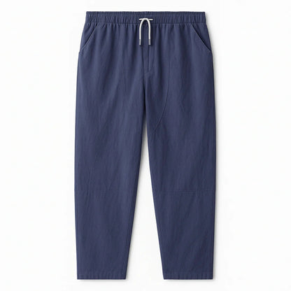 Drawstring Elastic Waist Tapered Cropped Trouser