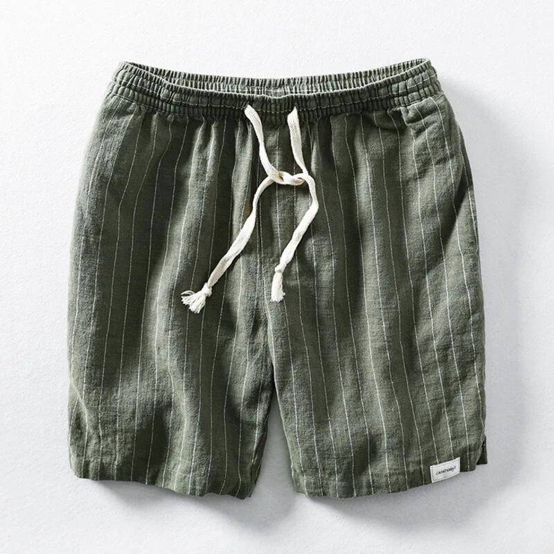 Striped Elasticized Drawstring Gathered Textured Loose Short