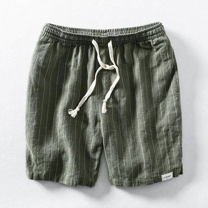 Striped Elasticized Drawstring Gathered Textured Loose Short