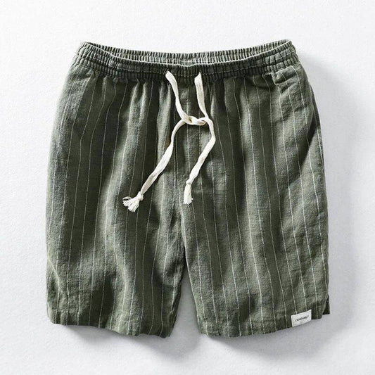 Striped Elasticized Drawstring Gathered Textured Loose Short