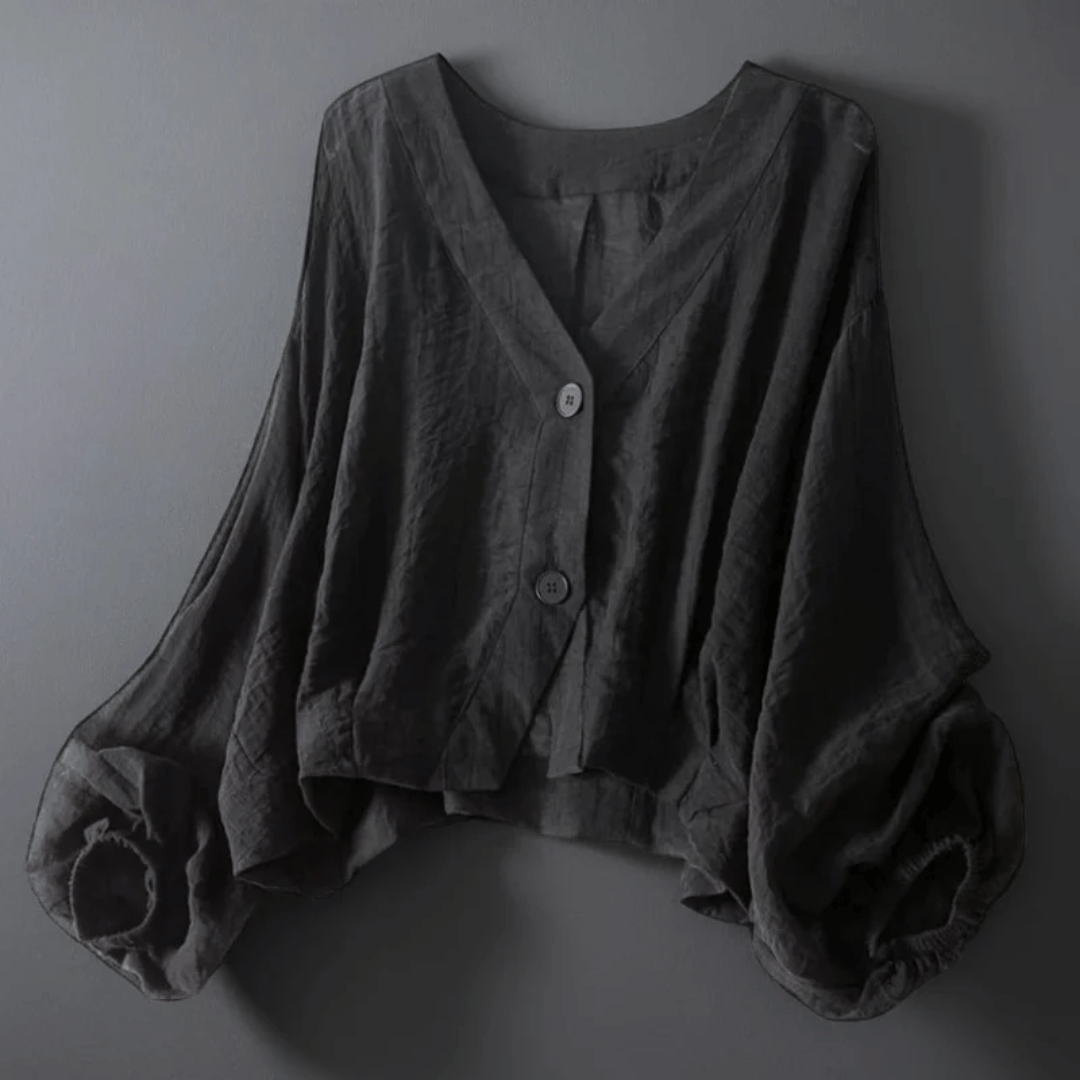 Crinkled Oversized Drop Shoulder Elastic Blouses