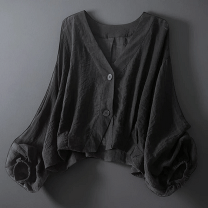 Crinkled Oversized Drop Shoulder Elastic Blouses