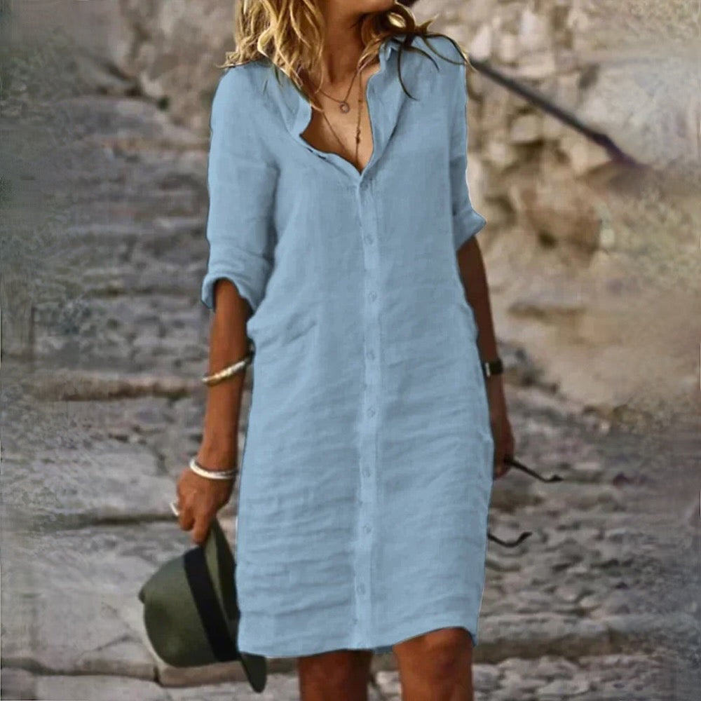 Buttoned Relaxed Straight Dress