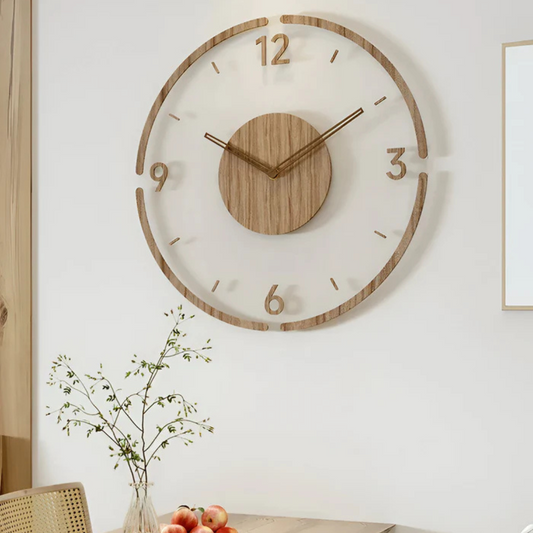Round Wall Clock with Wood Frame