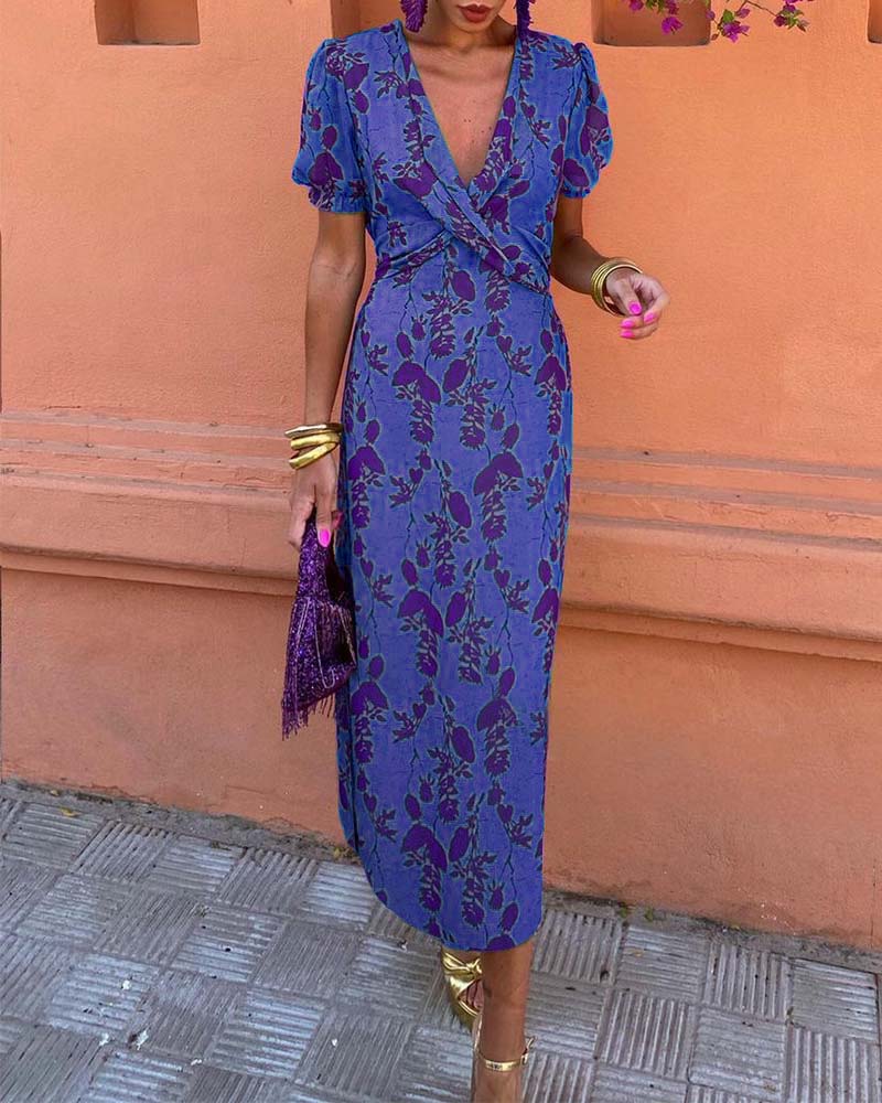 V-Neck Floral Dress