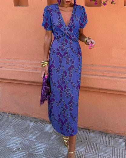 V-Neck Floral Dress