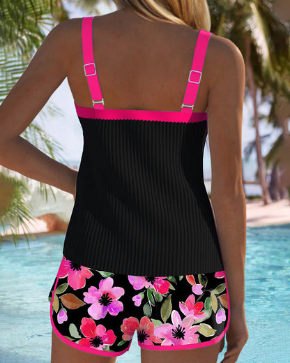 Adjustable Floral Printed Round Fitted Swimwear