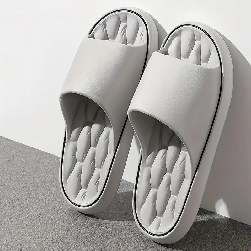 Thick Textured Raised Banded Flat Open Sandals