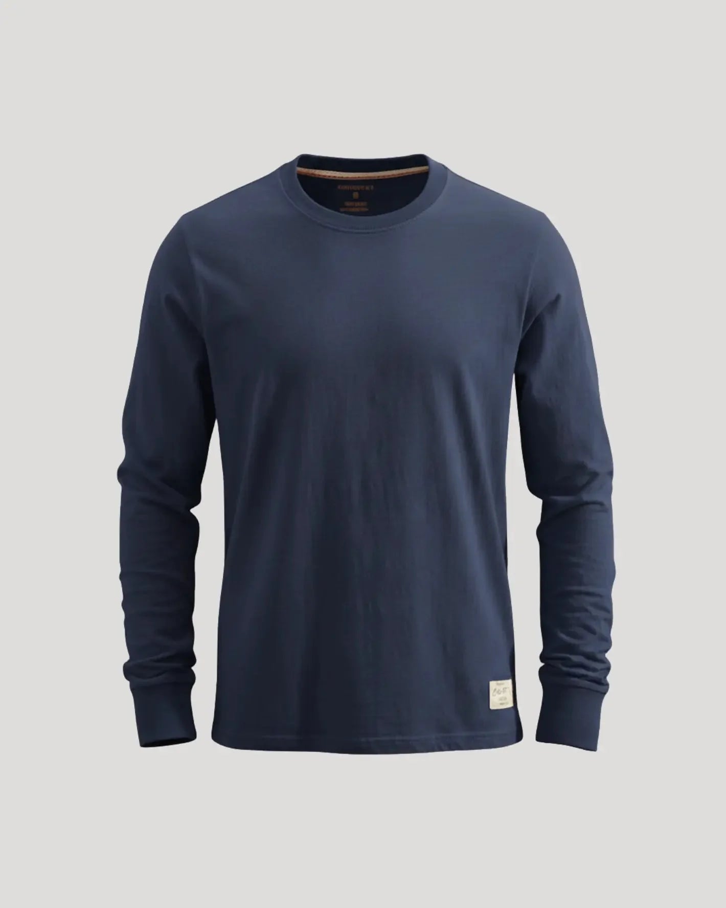 Round Neck Long Sleeved Cuffed Solid Shirt