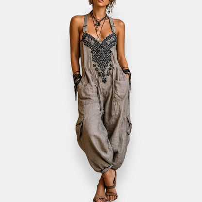 Sleeveless Pocketed Loose Full Jumpsuit
