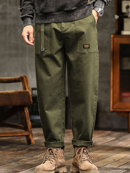 Pocketed Rolled Loose Straight Seamed Trouser