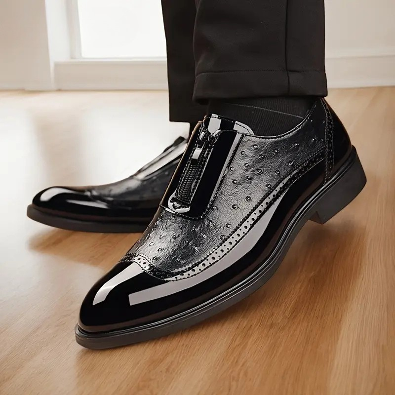 Perforated Paneled Rounded Brogue Shoes