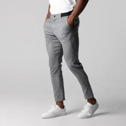 Cropped Tapered Slim Hemmed Pocketed Buttoned Trouser