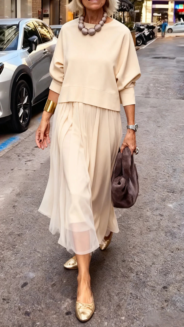 Round Neck Paneled Dress