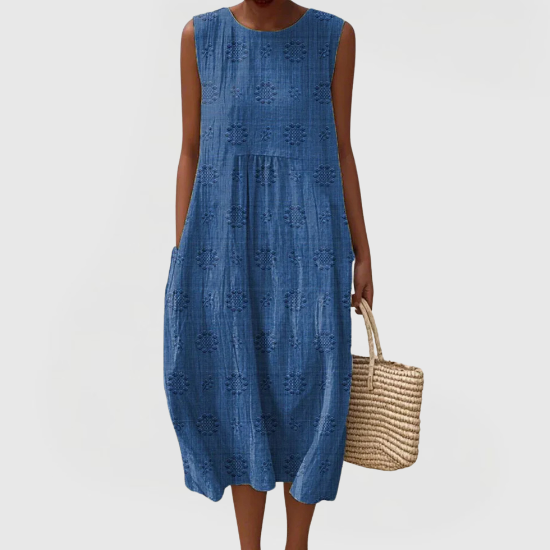 Round Neck Sleeveless Midi Dress