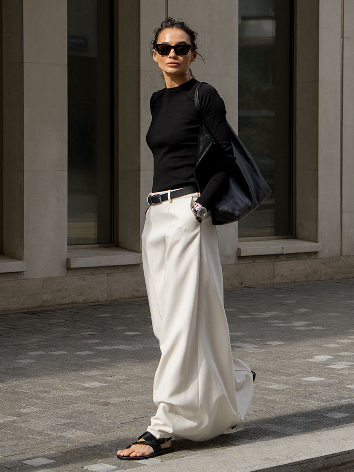 Belted Seam Detail A Line Maxi Skirt