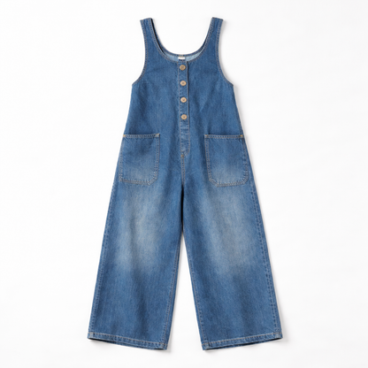 Button Front Wide Leg Jumpsuit