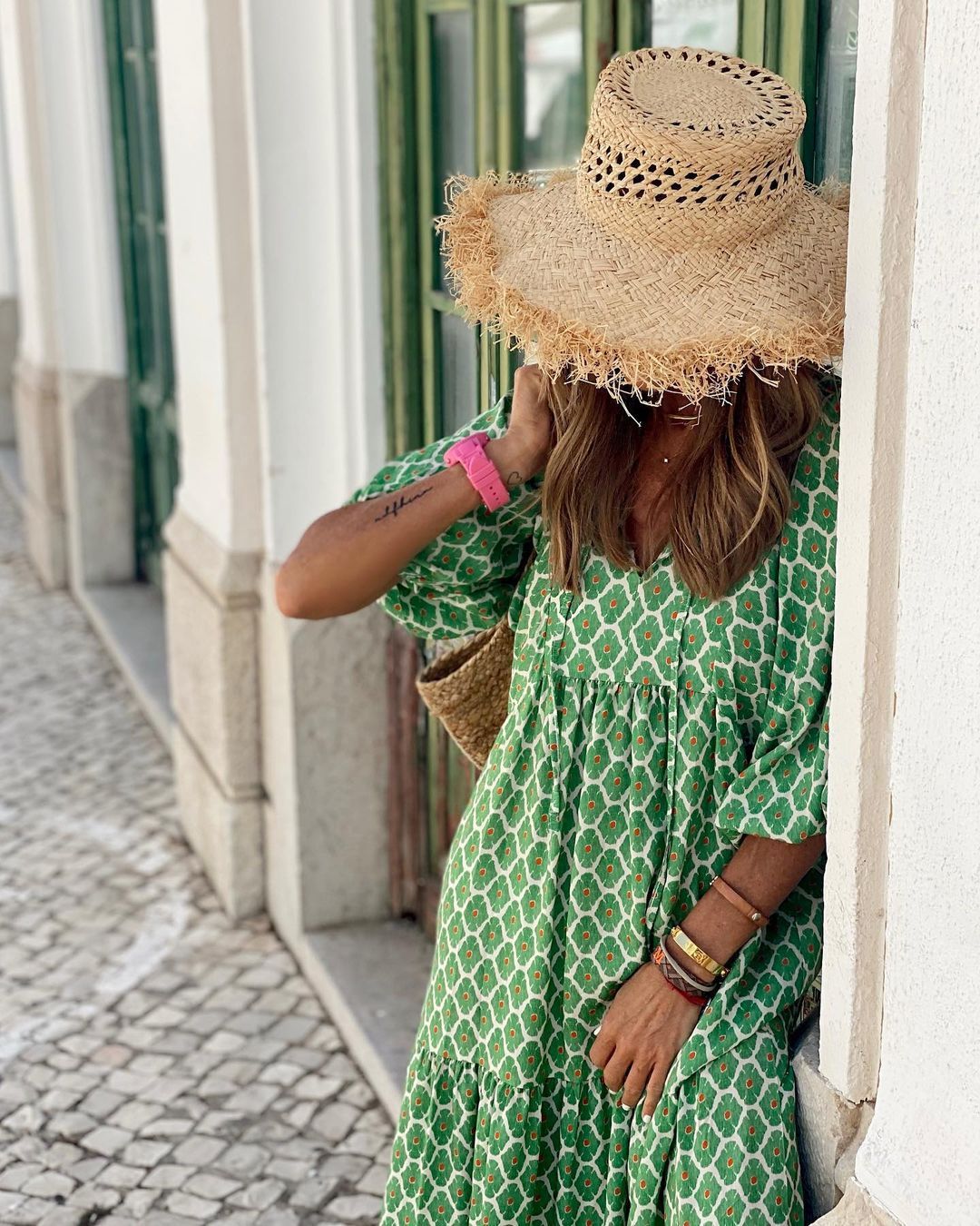 Loose Fit Printed Ruffled Dress