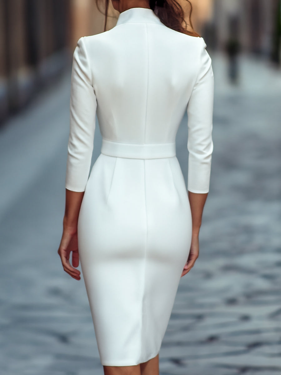 Surplice Belted Sheath Dress