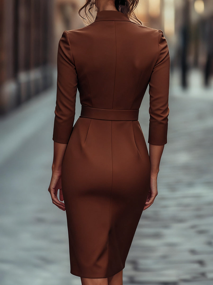 Surplice Belted Sheath Dress