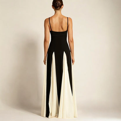 Spaghetti Strap Sleeveless Paneled Godet Dress