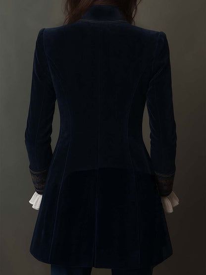 Women's Embroidered Tailored Fit Long Sleeve Blazer Jacket