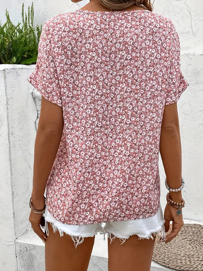 Cuffed Sleeve Floral Printed Blouse