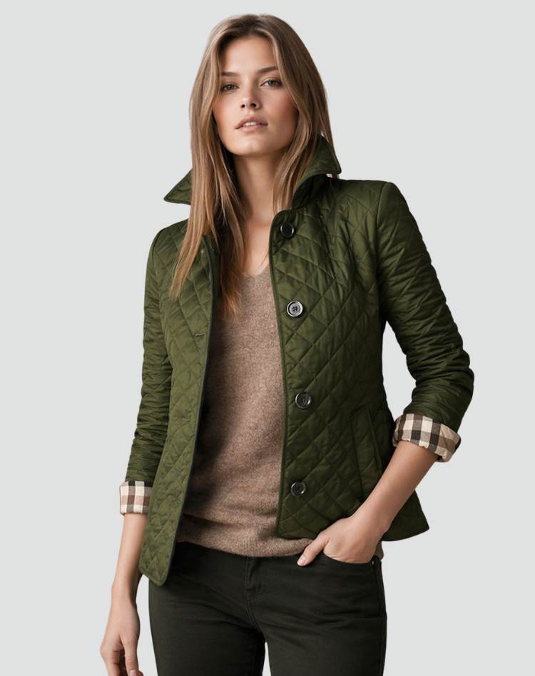 Collared Quilted Regular Fit Jacket For Women