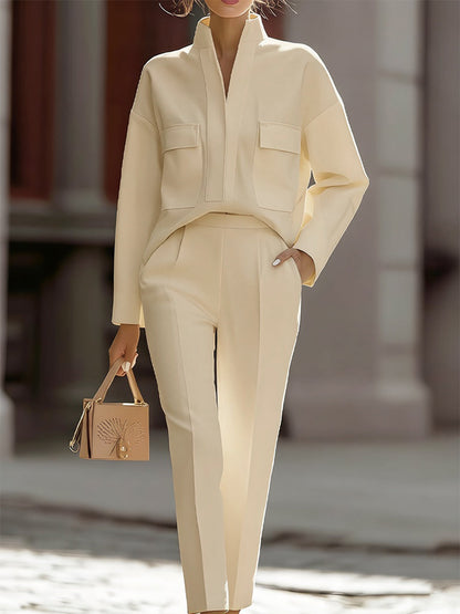 High Neck Flap Pocket Tapered Set