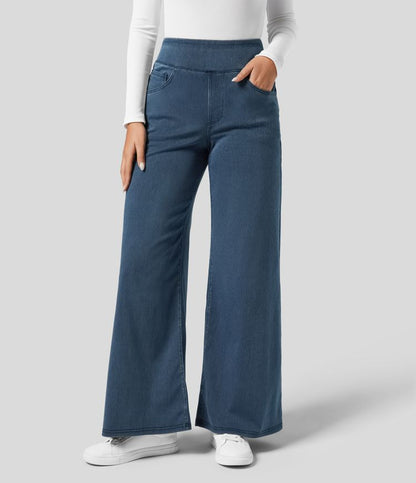 Women's High-Waisted Wide Leg Stretch Trousers