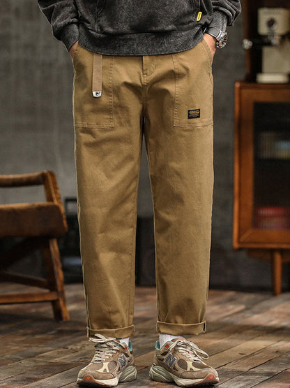 Pocketed Rolled Loose Straight Seamed Trouser