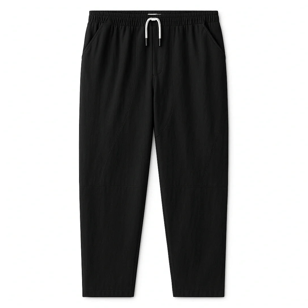 Drawstring Elastic Waist Tapered Cropped Trouser