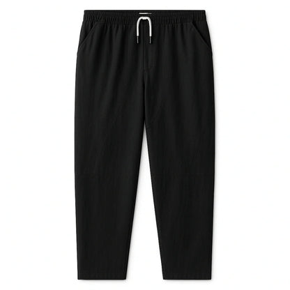 Drawstring Elastic Waist Tapered Cropped Trouser