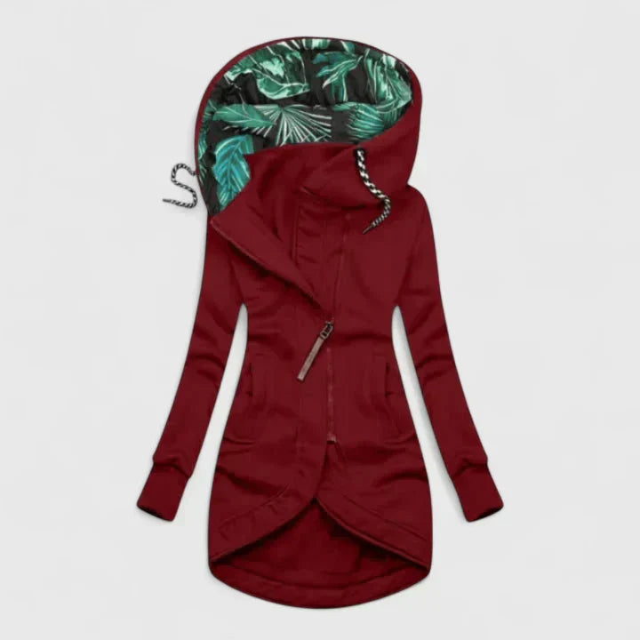 Women's Hooded Zip-Up Jacket with Pockets