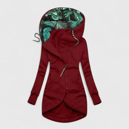 Women's Hooded Zip-Up Jacket with Pockets