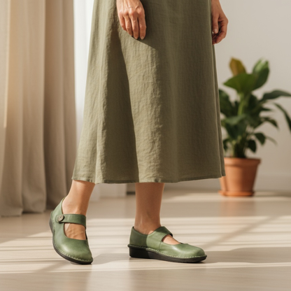 Adjustable Hook And Loop Strap Flat Shoes
