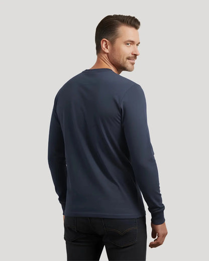 Round Neck Long Sleeved Cuffed Solid Shirt
