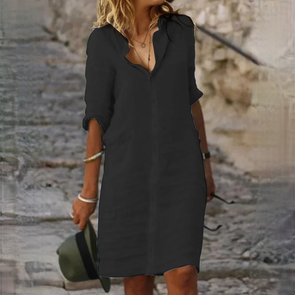 Buttoned Relaxed Straight Dress